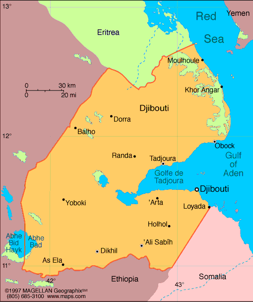 political map of djibouti
